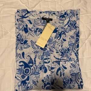 Anne Carson Blue and White Floral Tank Top